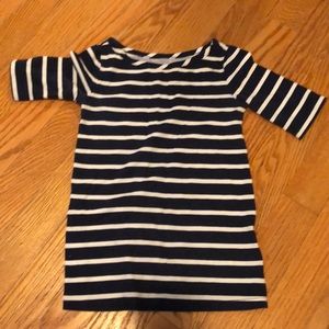 Navy and white striped dress